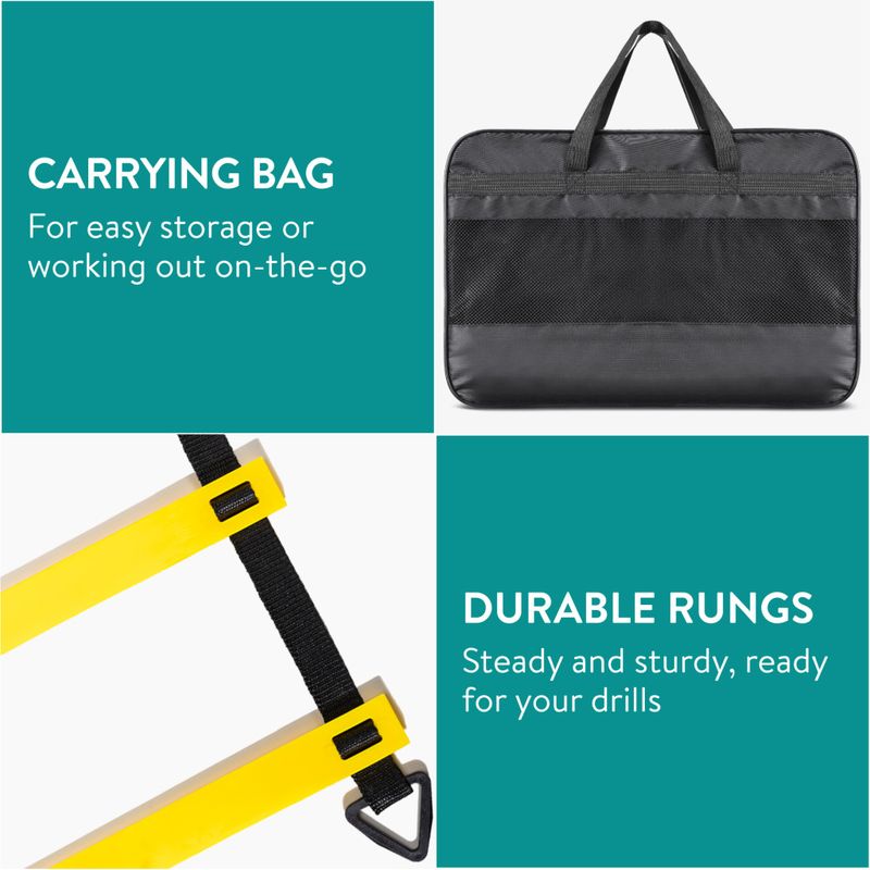 Sport si Outdoor - Accesorii si echipamente sportive - Accesorii antrenament si tabele tactice - Set Navaris scara agilitate cu jaloane, 12 trepte, 6 m, conuri, geanta inclusa, 61118.06 - Infinity.ro