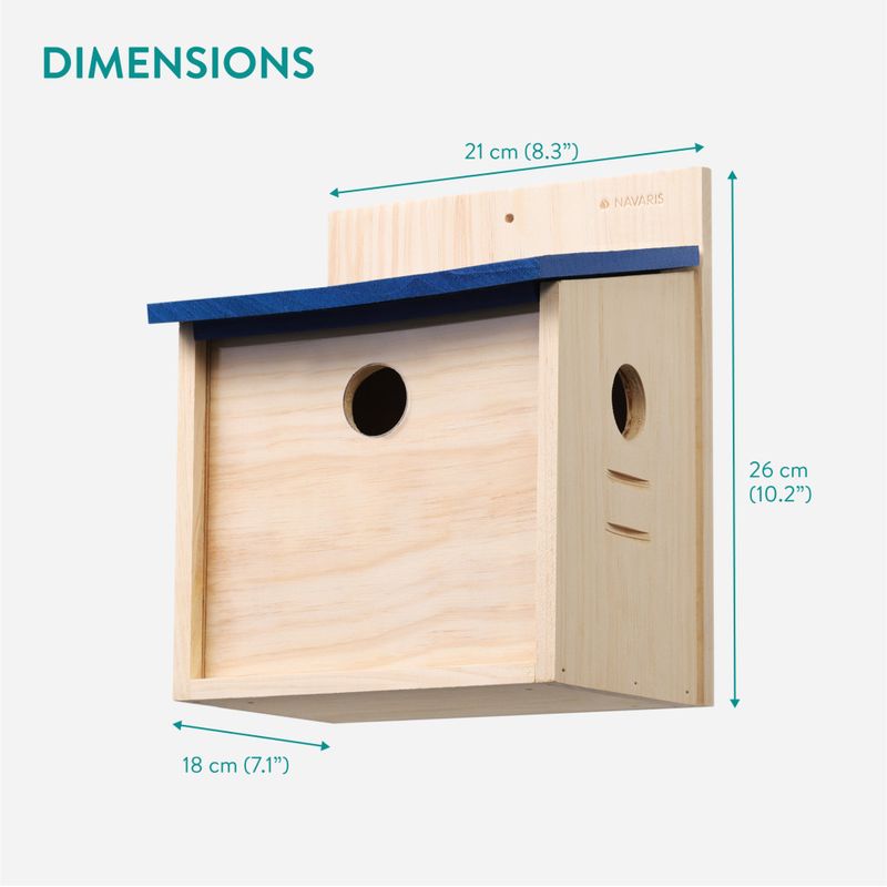 Petshop - Accesorii petshop - Culcusuri si custi - Tarcuri si colivii - Hranitoare de pasari Navaris, cu 2 pereti frontali, 21x18x26 cm, NAV000025VD001C - Infinity.ro