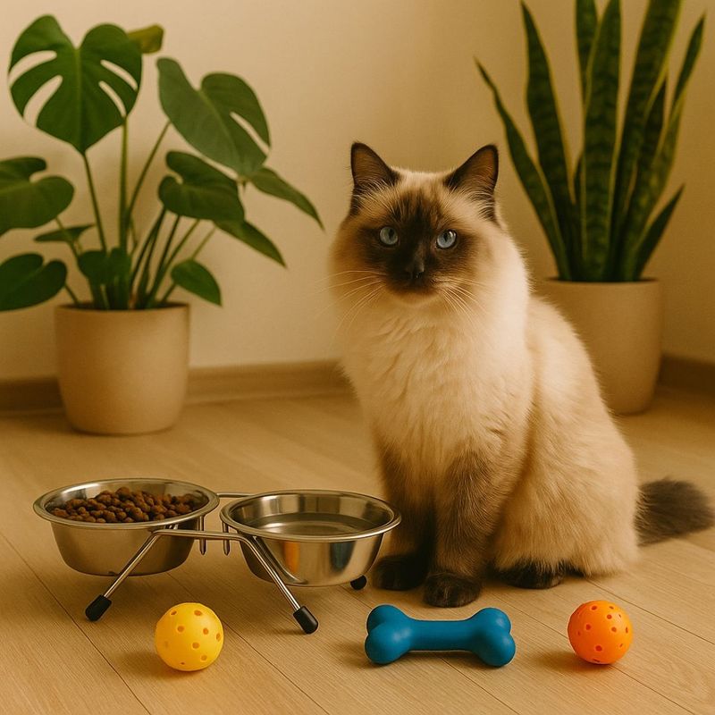 Petshop - Accesorii petshop - Castroane si adapatori - Set 2 boluri, pentru caini si pisici, cu suport, din otel inoxidabil, 11,5 cm - Infinity.ro