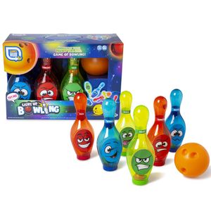 Set bowling Grafix cu LED-uri, albastru, rosu, verde, Light Up Bowling, R05-0707-BLUE