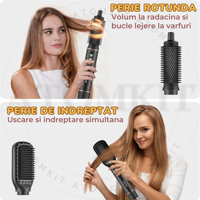 Ingrijire personala si Cosmetice - Aparate & accesorii ingrijire personala - Hair styling - Uscatoare de par - Uscator de Par 5 in 1, Multifunctional, 320k Ioni Negativi, 1400 W, Efect Coanda, 3 Trepte viteza, Negru Lucios - Infinity.ro