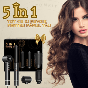 Uscator de Par 5 in 1, Multifunctional, 320k Ioni Negativi, 1400 W, Efect Coanda, 3 Trepte viteza, Negru Lucios