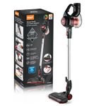 Electronice si Electrocasnice - Ingrijirea locuintei - Aspiratoare - Aspirator fara fir si sac, RAF R8667, 100 W, 2 accesorii, filtru HEPA, 115x25 cm, negru-rosu - Infinity.ro