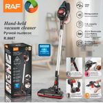 Electronice si Electrocasnice - Ingrijirea locuintei - Aspiratoare - Aspirator fara fir si sac, RAF R8667, 100 W, 2 accesorii, filtru HEPA, 115x25 cm, negru-rosu - Infinity.ro