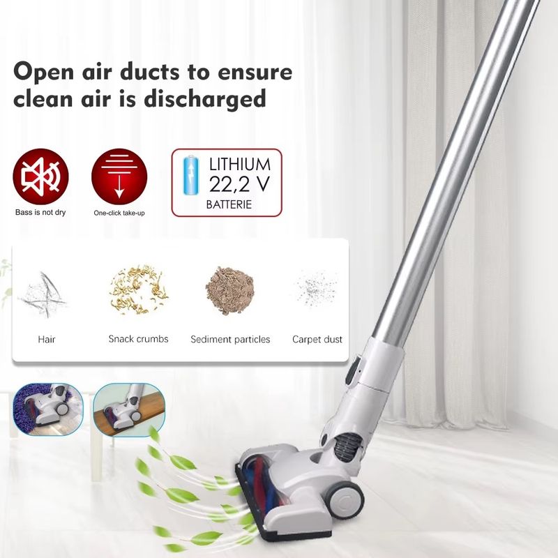 Electronice si Electrocasnice - Ingrijirea locuintei - Aspiratoare - Aspirator fara fir, RAF R8669, 120 W, vertical si de mana, 2 in 1, 54-126 cm lungime, 16 cm latime, alb - Infinity.ro