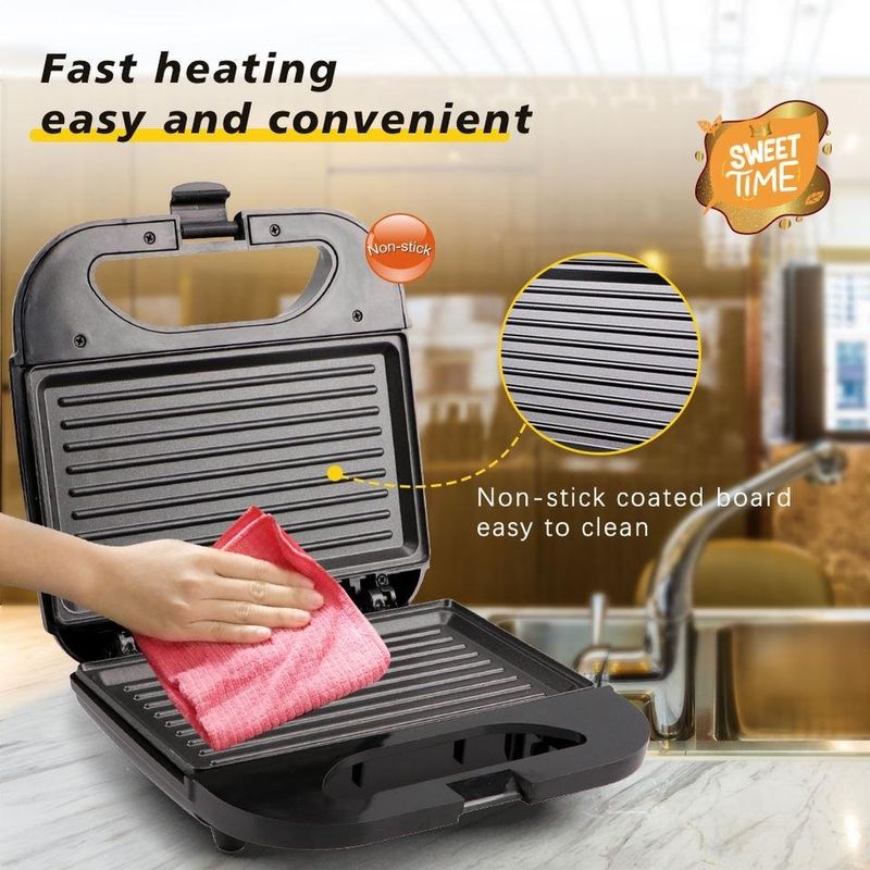 Electronice si Electrocasnice - Electrocasnice bucatarie - Preparare paine - Sandwich-maker - Sandwich Maker si Grill, RAF R261, 2 in 1, 850 W, placi antiaderente, termostat, 22x23x24 cm, negru - Infinity.ro