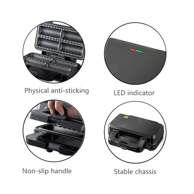 Electronice si Electrocasnice - Electrocasnice bucatarie - Aparate de gatit & desert - Aparate de gatit cu aburi - Aparat electric pentru 4 rulouri cu carnati sau placinte umplute in acelasi timp, RAF R529, 800 W, negru - Infinity.ro