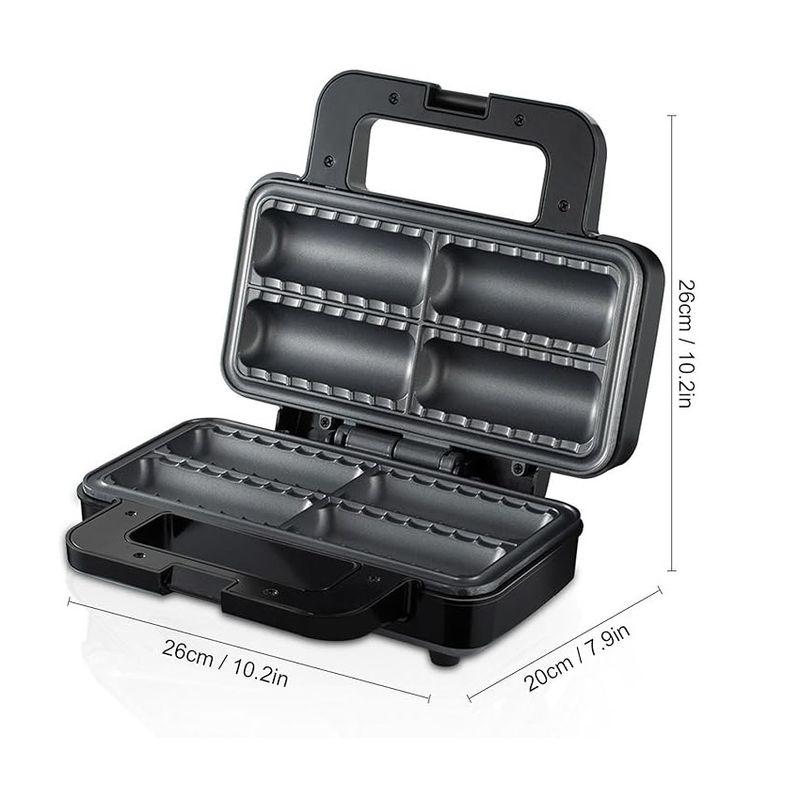 Electronice si Electrocasnice - Electrocasnice bucatarie - Aparate de gatit & desert - Aparate de gatit cu aburi - Aparat electric pentru 4 rulouri cu carnati sau placinte umplute in acelasi timp, RAF R529, 800 W, negru - Infinity.ro