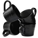 Casa si Gradina - Bucatarie si vesela - Cani si pahare - Cani si cesti - Set 4 Cani Navaris Linen Artisan, 350ml, 4 piese, negru, ceramica, NAV001WX8DR029C - Infinity.ro