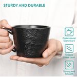 Casa si Gradina - Bucatarie si vesela - Cani si pahare - Cani si cesti - Set 4 Cani Navaris Linen Artisan, 350ml, 4 piese, negru, ceramica, NAV001WX8DR029C - Infinity.ro