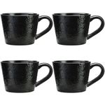 Casa si Gradina - Bucatarie si vesela - Cani si pahare - Cani si cesti - Set 4 Cani Navaris Linen Artisan, 350ml, 4 piese, negru, ceramica, NAV001WX8DR029C - Infinity.ro