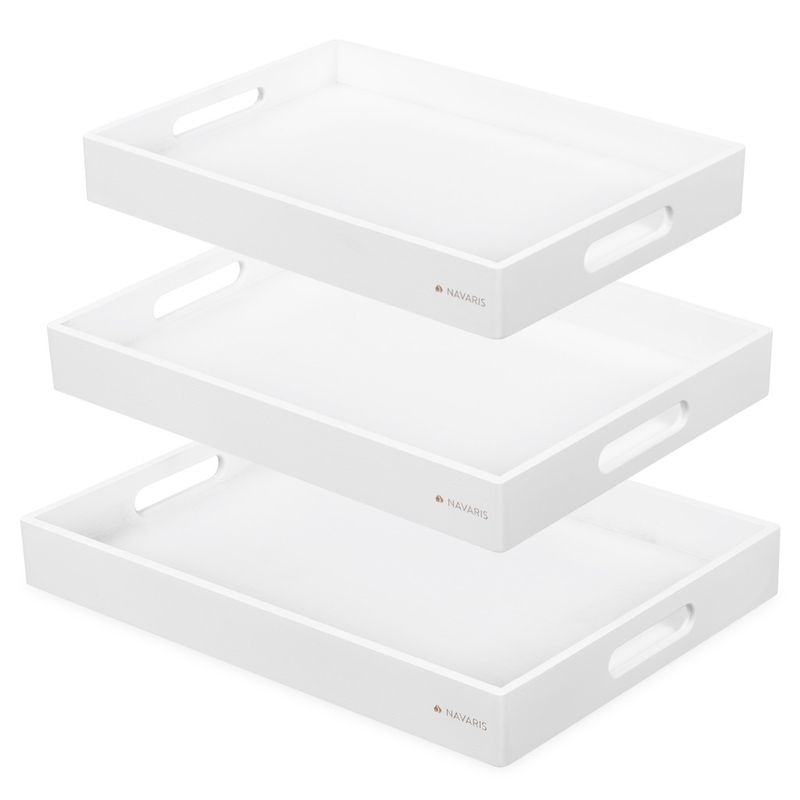 Casa si Gradina - Bucatarie si vesela - Ustensile bucatarie - Tavi servire - Set 3 tavi servire Navaris, din bambus, cu manere, pliabile, 53446.03.02 - Infinity.ro