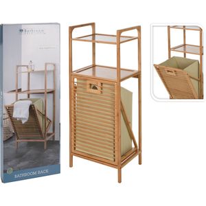 Etajera Baie cu Cos Rufe – Bambus Natural – 40x30x95 cm – Bathroom Solutions