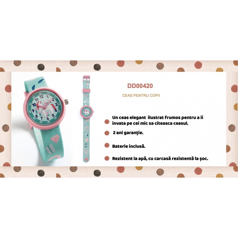 Fashion, accesorii si bijuterii - Copii - Accesorii copii - Bijuterii si ceasuri copii - Ceas de mana Pasiune pentru cai, Djeco - Infinity.ro