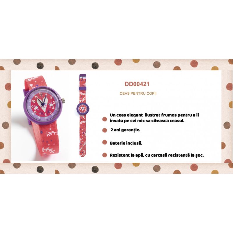 Fashion, accesorii si bijuterii - Copii - Accesorii copii - Bijuterii si ceasuri copii - Ceas de mana Ritmul inimii, Djeco - Infinity.ro