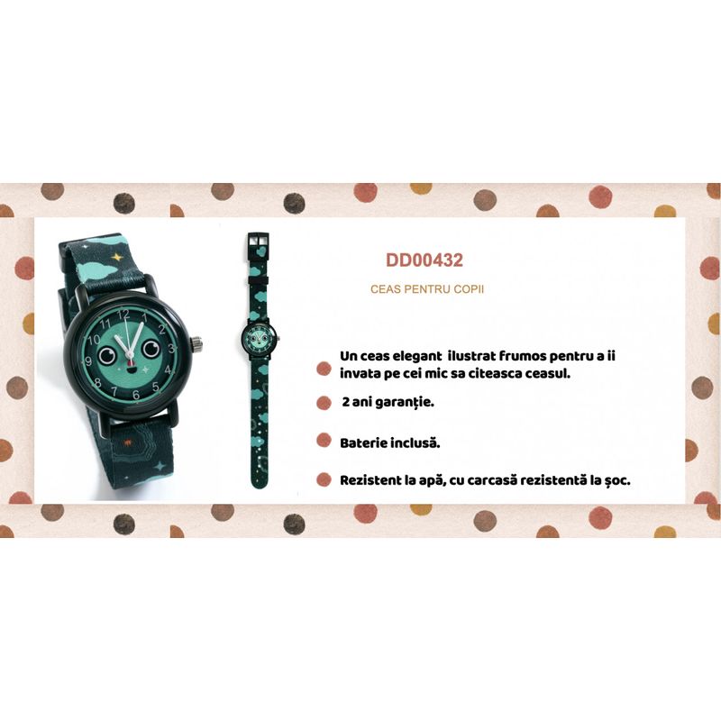 Fashion, accesorii si bijuterii - Copii - Accesorii copii - Bijuterii si ceasuri copii - Ceas de mana Noapte buna, Djeco - Infinity.ro