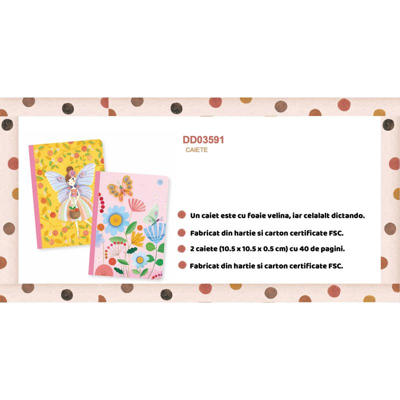 Carti si Birotica - Papetarie - Agende si calendare - Agende si carnete - Set 2 carnetele Rose, Djeco - Infinity.ro