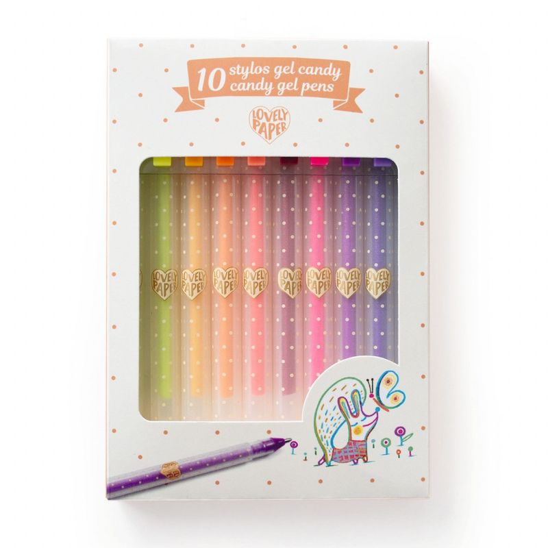 Carti si Birotica - Birotica - Instrumente de scris - Pixuri si stilouri - Set 10 pixuri cu gel culori pastelate si neon, Djeco - Infinity.ro