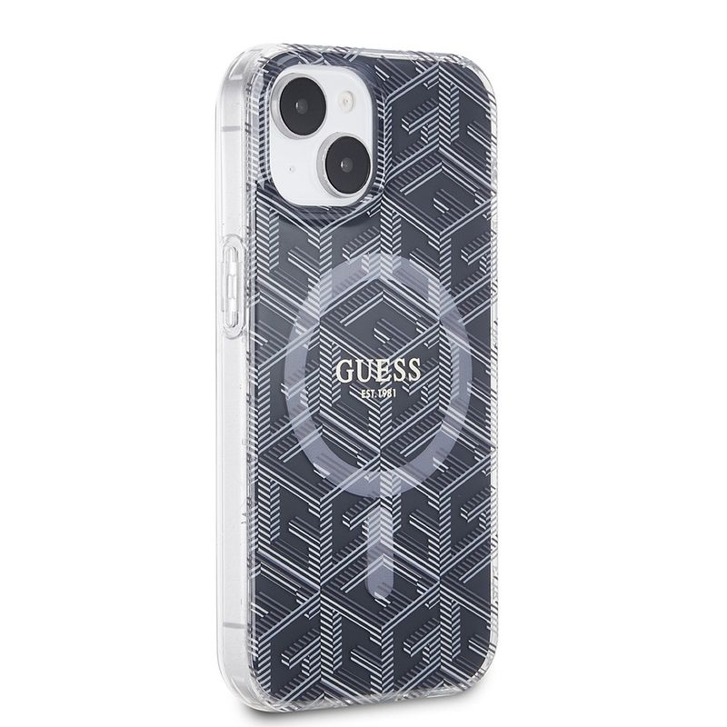 Laptop, Telefoane si Tablete - Telefoane mobile si accesorii - Accesorii Telefoane - Huse telefoane - Husa pentru iPhone 15 Plus - Guess IML GCube MagSafe (GUHMP15MHGCUSTGK) - Negru - Infinity.ro