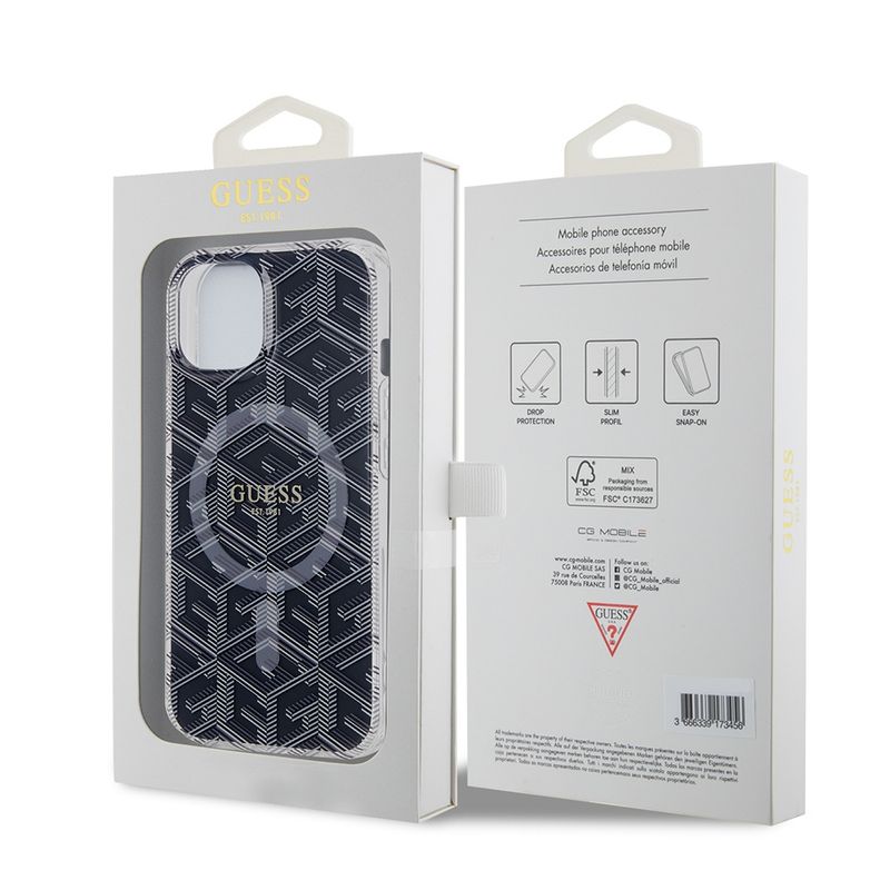 Laptop, Telefoane si Tablete - Telefoane mobile si accesorii - Accesorii Telefoane - Huse telefoane - Husa pentru iPhone 15 Plus - Guess IML GCube MagSafe (GUHMP15MHGCUSTGK) - Negru - Infinity.ro
