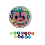 Jucarii, Copii si Bebe - Jucarii si jocuri - Jucarii & jocuri educative - Jocuri si jucarii educative - Ceas educativ din lemn CoComelon, 96-0003 - Infinity.ro