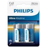 Casa si Gradina - Electrice - Accesorii electrice - Baterii, acumulatori si incarcatoare - Baterie Philips Ultra Alkaline LR14E2B/10, tip C, 1.5V, set 2 bucati - Infinity.ro