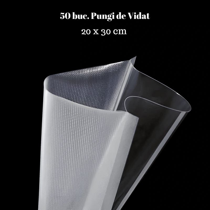 Electronice si Electrocasnice - Electrocasnice bucatarie - Mixere, tocatoare & roboti de bucatarie - Aparate de vidat - Pungi de vidat gofrate Koken pentru aparat de vidat, 100 buc cu dimensiunile 20 x 30 cm, Rezistente, fara BPA - Infinity.ro