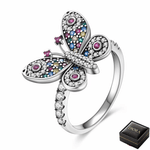 Fashion, accesorii si bijuterii - Femei - Bijuterii femei - Inele femei - Inel Diora, model Fluture cu Pietre Colorate - 6 - Infinity.ro