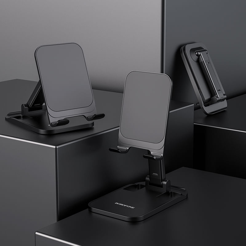 Laptop, Telefoane si Tablete - Telefoane mobile si accesorii - Accesorii Telefoane - Suport si docking telefoane - Suport de birou Universal pentru Telefon sau Tableta Pliabil si Portabil Borofone BH27 Superior - Negru - Infinity.ro