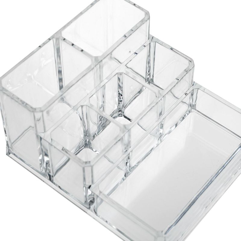 Ingrijire personala si Cosmetice - Machiaj - Portfarduri si genti cosmetice - Suport acrilic cosmetice, 6 compartimente, transparent, 10x 12 x 6cm - Infinity.ro