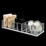 Ingrijire personala si Cosmetice - Machiaj - Portfarduri si genti cosmetice - Suport acrilic cosmetice, 8 compartimente, transparent, 25 x 8.5 x 5cm - Infinity.ro