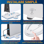 PC, gaming si accesorii - Gaming - Accesorii gaming - Accesorii console gaming - Statie cu ventilator pentru PS5 SLIM, cu 3 moduri de viteza (max 5500RPM ), incarcare  2 controllere, lumina RGB, alb - Infinity.ro