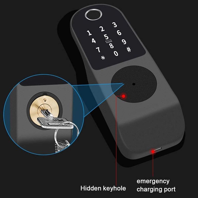 Casa si Gradina - Constructii - Feronerie si accesorii - Broaste si yale - Incuietoare inteligenta Smart, waterproof, deblocare cu amprenta, parola, card APP bluetooth, cheie, pentru usa exterior - Infinity.ro