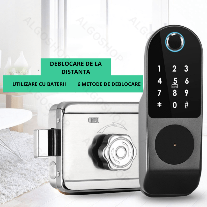 Casa si Gradina - Constructii - Feronerie si accesorii - Broaste si yale - Incuietoare inteligenta Smart, waterproof, deblocare cu amprenta, parola, card APP bluetooth, cheie, pentru usa exterior - Infinity.ro