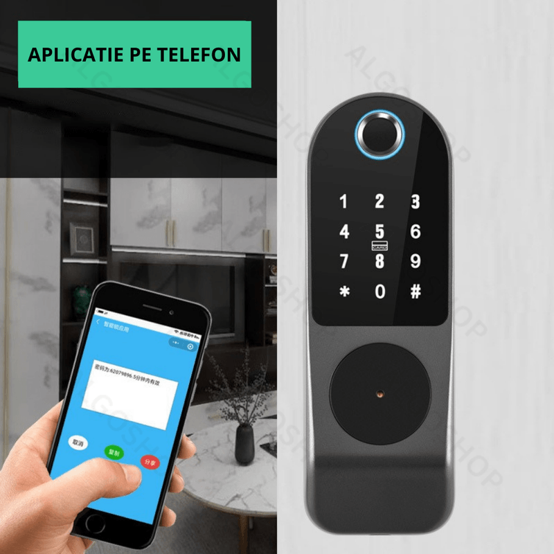 Casa si Gradina - Constructii - Feronerie si accesorii - Broaste si yale - Incuietoare inteligenta Smart, waterproof, deblocare cu amprenta, parola, card APP bluetooth, cheie, pentru usa exterior - Infinity.ro