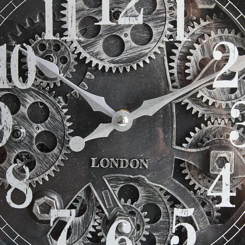 Casa si Gradina - Decoratiuni - Ceasuri - Ceas de Masa cu Mecanism Decorativ Movement, Vintage Industrial, 40x30 cm – Negru Mat - Infinity.ro