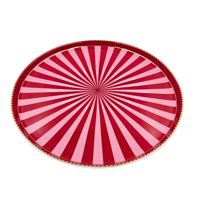 Casa si Gradina - Bucatarie si vesela - Ustensile bucatarie - Tavi servire - Mini tava din portelan, pentru tort, Pip Studio, Red/Pink, 24 cm, colectia Love Birds - Infinity.ro