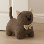 Casa si Gradina - Constructii - Usi interior, exterior si garaj - Accesorii usi - Opritor usa, in forma de animalut pisicuta, culoarea maro, 19x20 cm - Infinity.ro