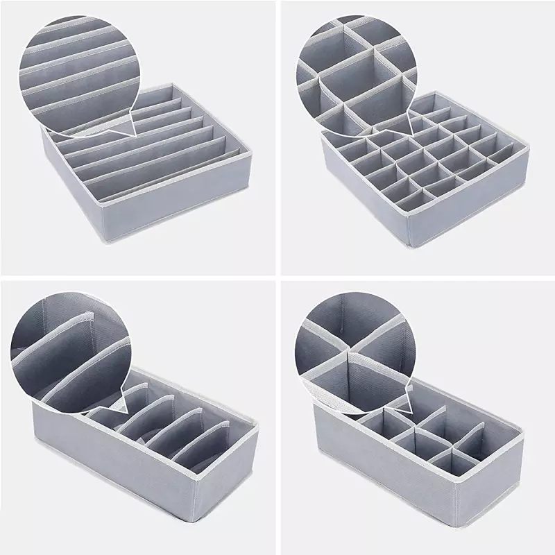 Casa si Gradina - Mobilier - Organizare si depozitare - Organizatoare pentru sertare si dulapuri - Set Organizator de sertar, 4 piese, Gonga® Gri - Infinity.ro