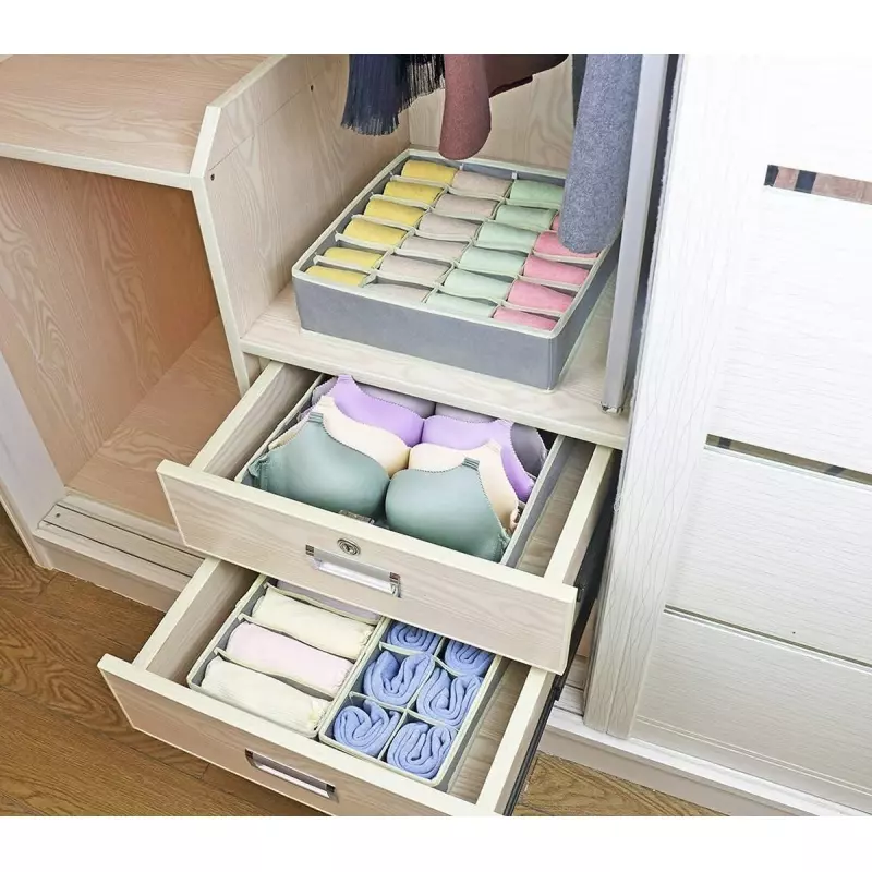 Casa si Gradina - Mobilier - Organizare si depozitare - Organizatoare pentru sertare si dulapuri - Set Organizator de sertar, 4 piese, Gonga® Gri - Infinity.ro