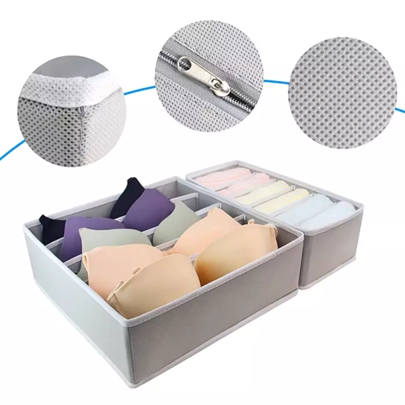 Casa si Gradina - Mobilier - Organizare si depozitare - Organizatoare pentru sertare si dulapuri - Set Organizator de sertar, 4 piese, Gonga® Gri - Infinity.ro