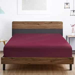 Husa de pat cu elastic Kotonia Home Hotel, 100% bumbac, Damasc DeLux Saten, burgundy, 160×200+35 cm