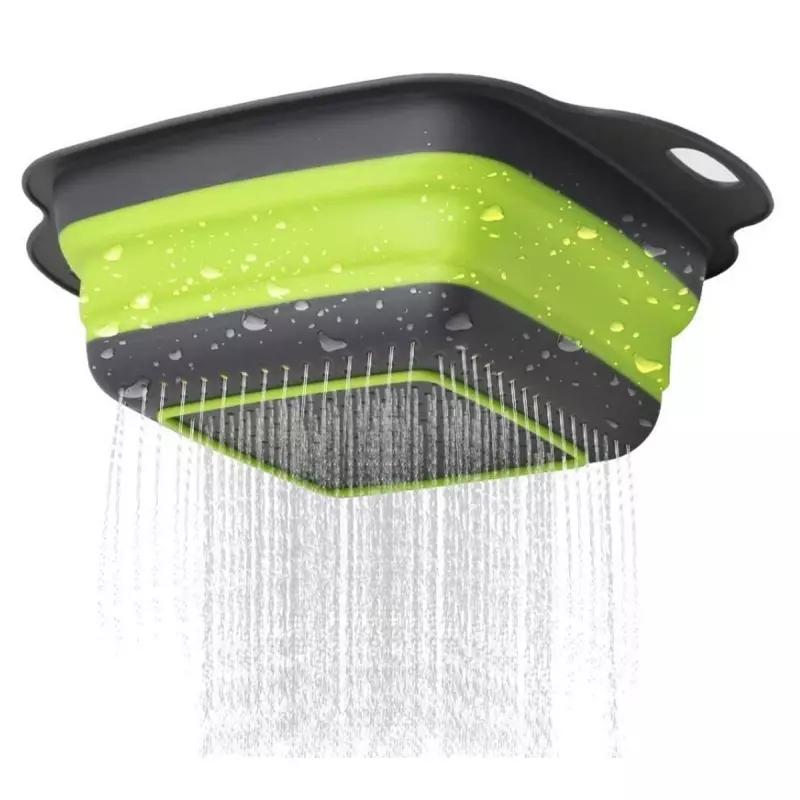 Casa si Gradina - Bucatarie si vesela - Organizare si depozitare bucatarie - Scurgator vase - Set 2 scurgatoare pliabile din plastic si silicon, verde, Gonga® Verde/Gri - Infinity.ro