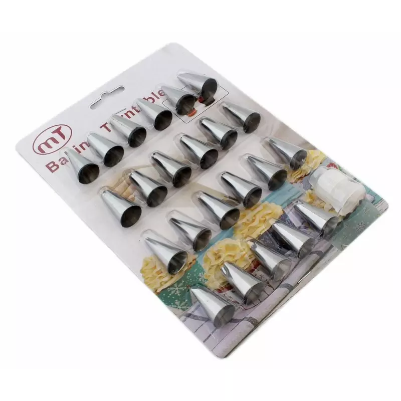 Casa si Gradina - Bucatarie si vesela - Ustensile bucatarie - Ustensile ornare prajituri - Set 24 de forme pentru ornat prajituri, Gonga® Argintiu - Infinity.ro