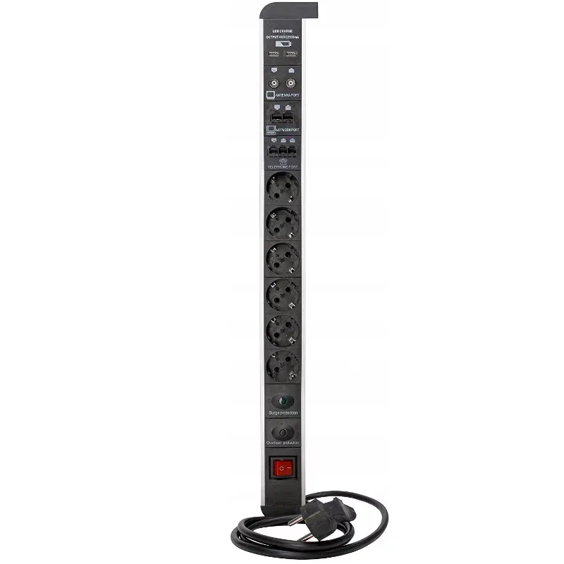 Casa si Gradina - Electrice - Accesorii electrice - Prelungitoare, triple, fise - Prelungitor multifunctional cu 6 prize, 2 porturi USB si diverse interfete, Gonga® Alb - Infinity.ro