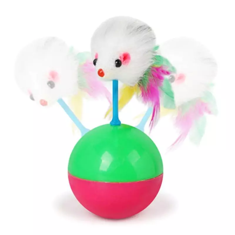 Petshop - Accesorii petshop - Jucarii animale - Jucarii interactive animale - Jucarie interactiva pentru pisici, soarece cu pene, Gonga® Multicolor - Infinity.ro