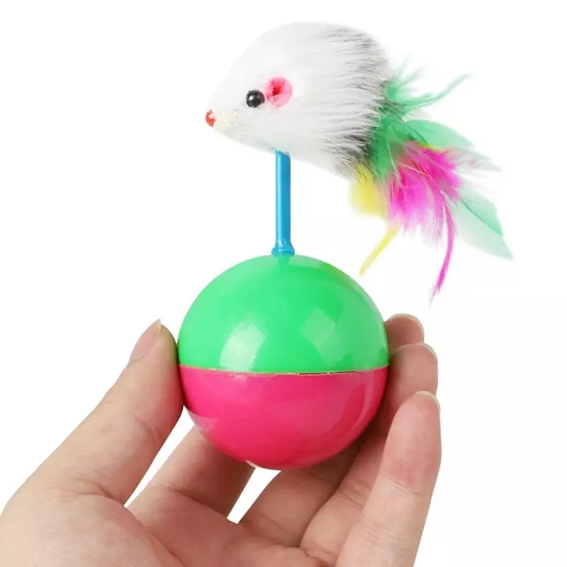 Petshop - Accesorii petshop - Jucarii animale - Jucarii interactive animale - Jucarie interactiva pentru pisici, soarece cu pene, Gonga® Multicolor - Infinity.ro