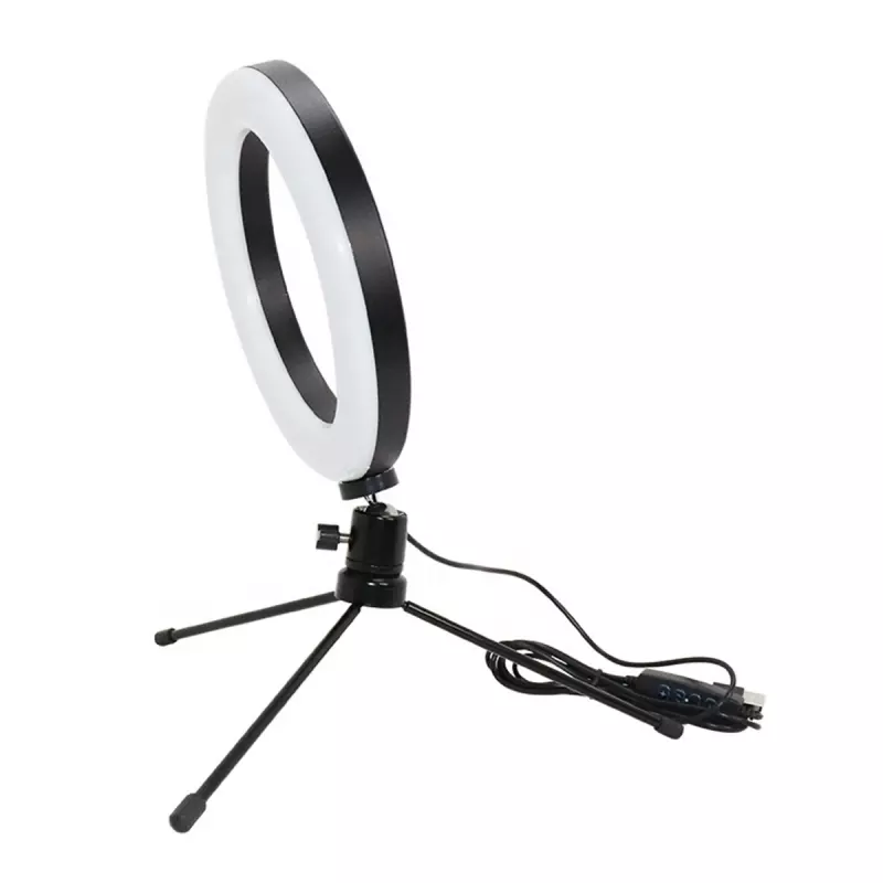 Casa si Gradina - Corpuri si surse de iluminat - Veioze si lampi - Lampi de veghe - Lampa LED Ring Light, 16cm, Gonga® Negru/Alb - Infinity.ro