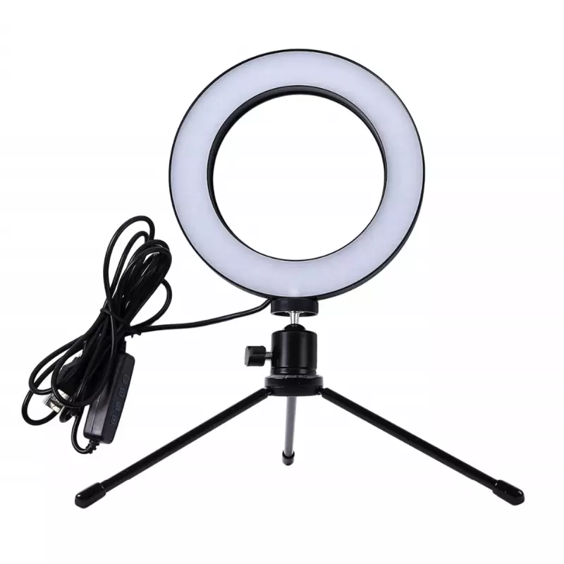 Casa si Gradina - Corpuri si surse de iluminat - Veioze si lampi - Lampi de veghe - Lampa LED Ring Light, 16cm, Gonga® Negru/Alb - Infinity.ro