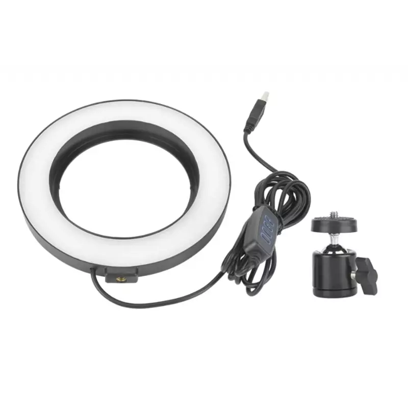 Casa si Gradina - Corpuri si surse de iluminat - Veioze si lampi - Lampi de veghe - Lampa LED Ring Light, 16cm, Gonga® Negru/Alb - Infinity.ro